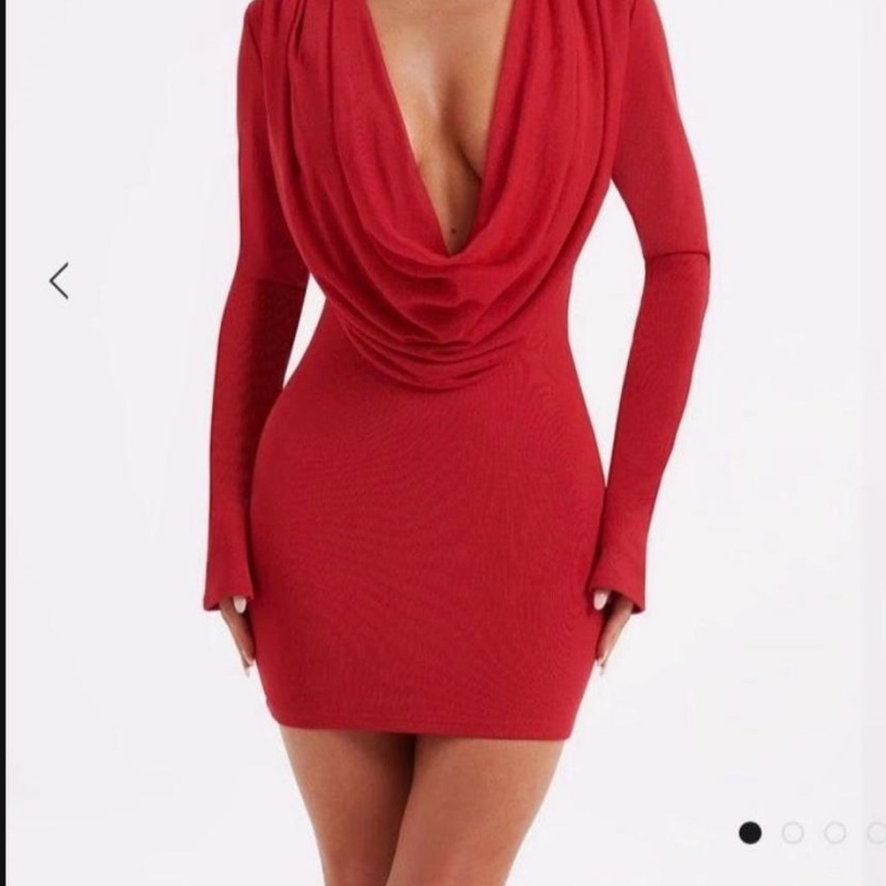 Babyboo Elegant Red Draped Women's Dress